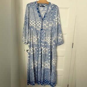 Blue and White long Sleeve Dress